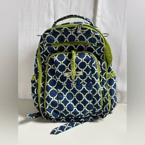 Ju-Ju-Be Be Right Back (BRB) Backpack Diaper Bag - Blue/Green Geometric